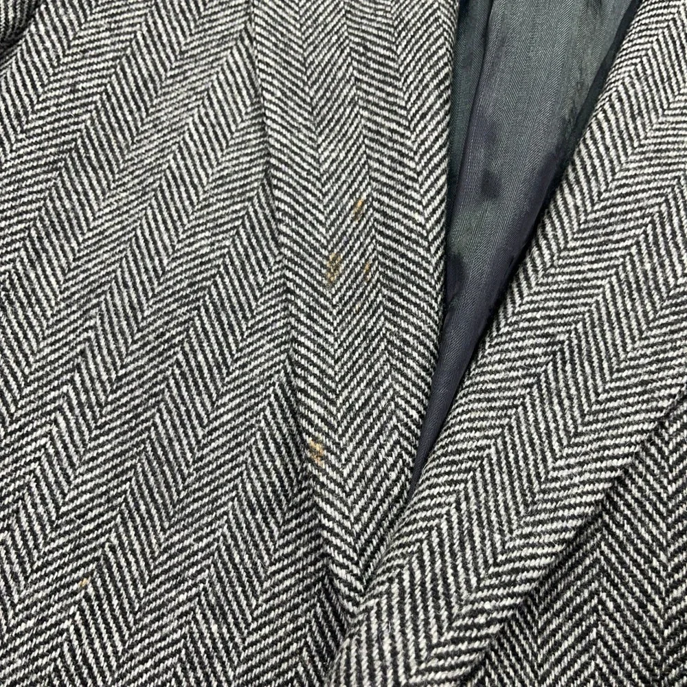 Stanley Blacker Herringbone Blazer Sport Coat Wool‎ Brown Button Front 42L